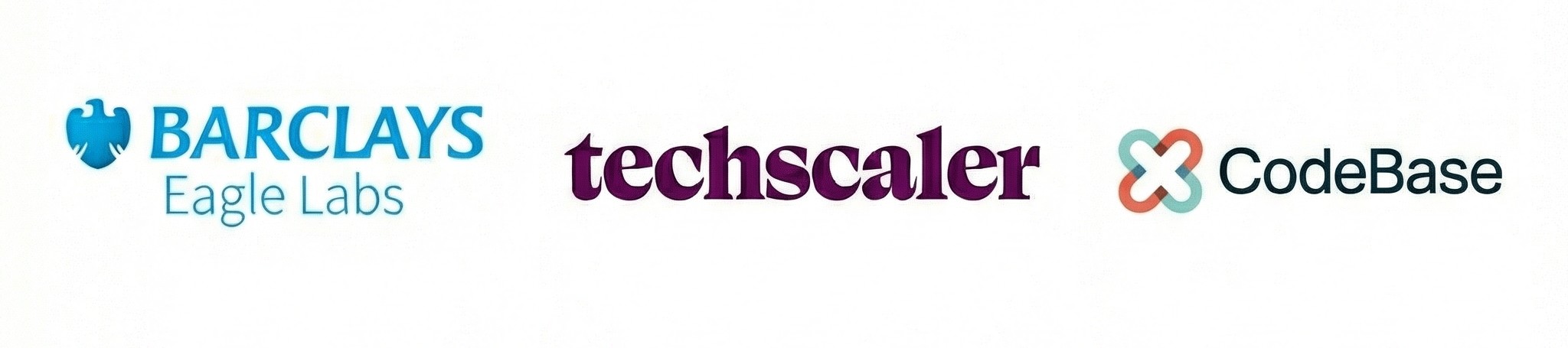 Barclays Eagle Labs, Techscaler, and CodeBase logos